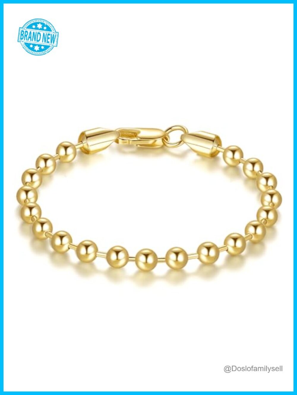 14K Gold Plated Bead Chain Bracelet for Women Lobster Clasp Adjustable